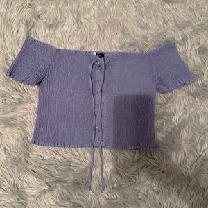 Off the shoulder blue top